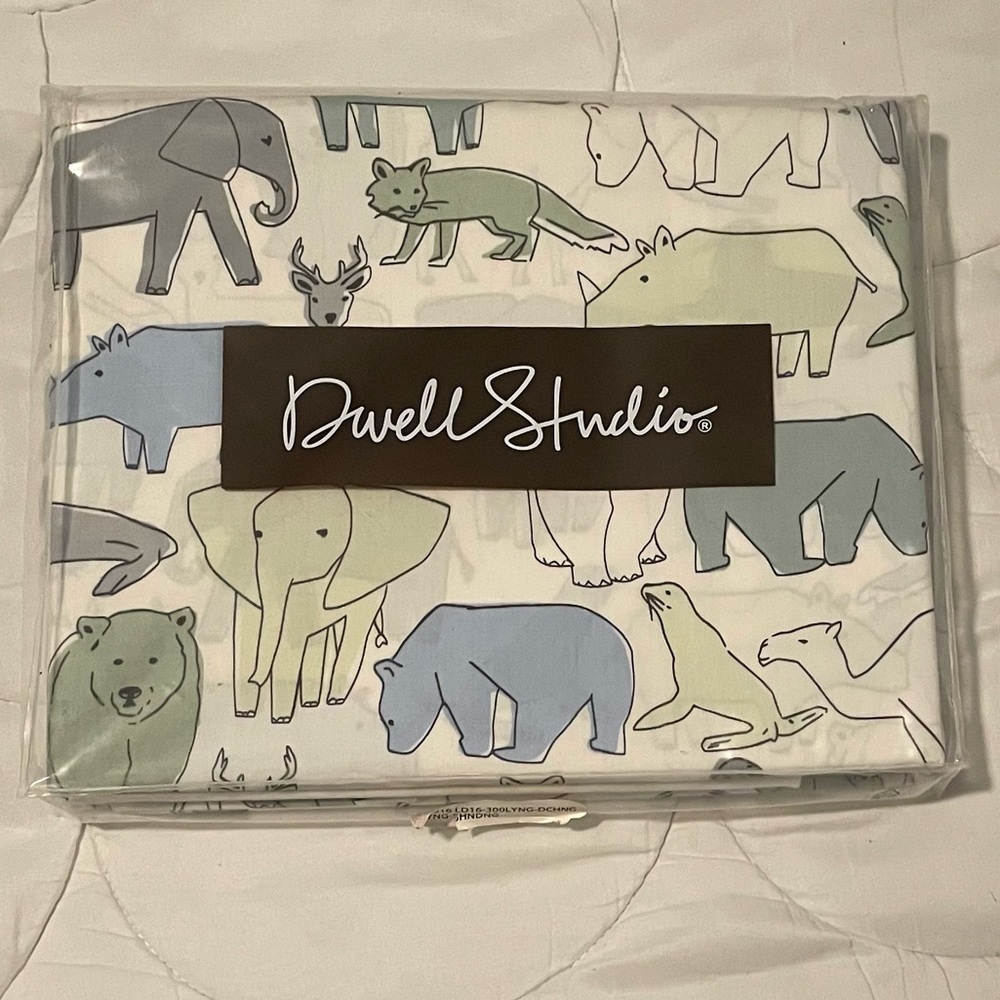 Kids Animal Print Crib Skirt in Blue & Green